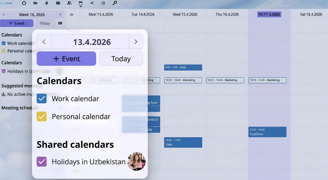 Creating multiple calendars in UzCloud Hub