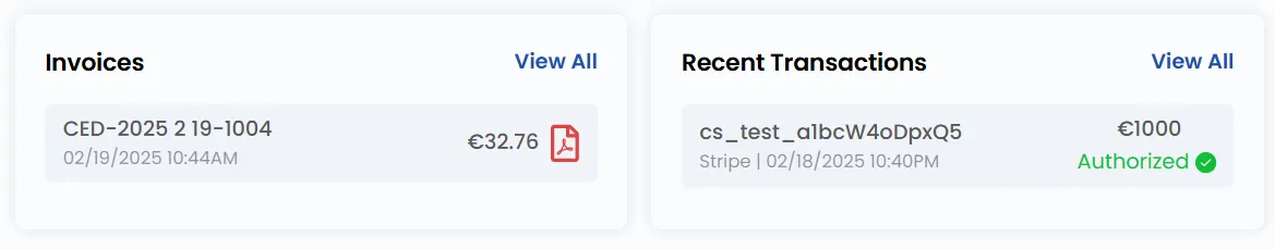 Recent Transactions