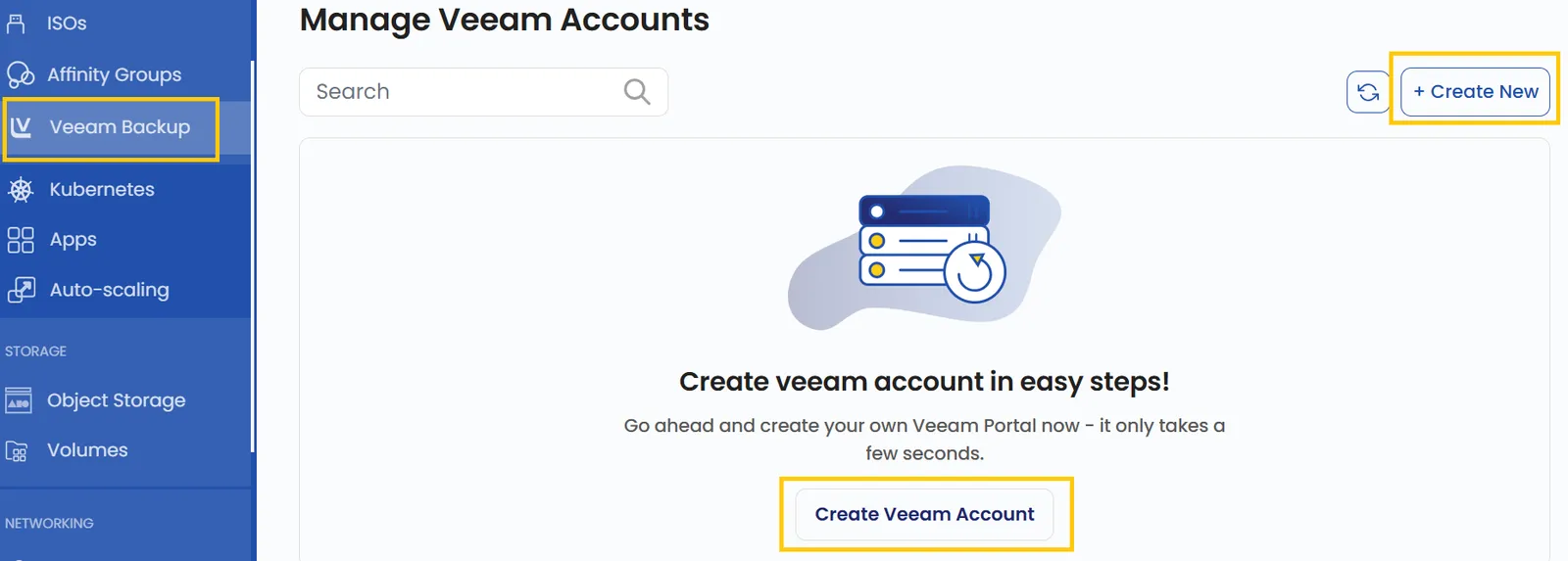Вкладка Veeam Backup