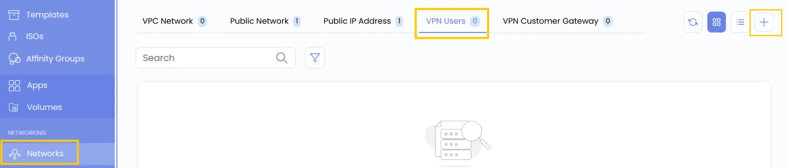 Вкладка VPN Users